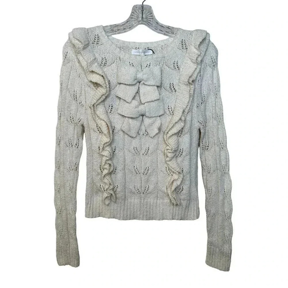 Loveshackfancy Kennie Sweater In Cream Size XS NWT Love Shack Fancy 100% Cotton - Picture 3 of 8